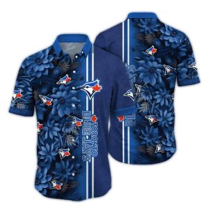 Toronto Blue Jays Floral Stripe Hawaiian Shirt For Men And Women