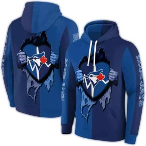 Toronto Blue Jays Heartbeat Graphic All-Over Print Hoodie For Fans