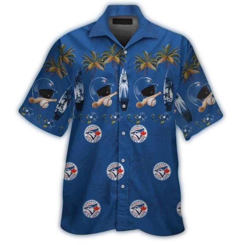Toronto Blue Jays Helmet Bat and Ball Tropical Hawaiian Shirt 1