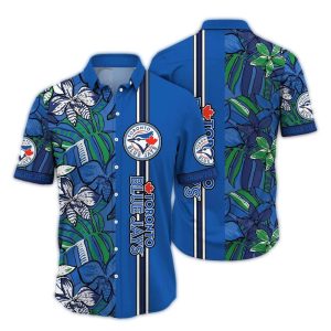 Vintage Toronto Blue Jays Leaf Stripe Hawaiian Shirt For Fans