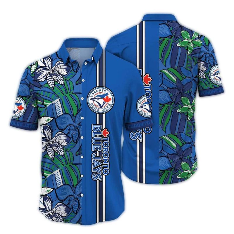 Toronto Blue Jays Leaf Stripe Vintage Hawaiian Shirt 1