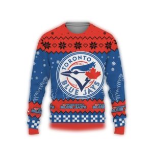 Toronto Blue Jays Logo Red And Blue Christmas Ugly Sweater