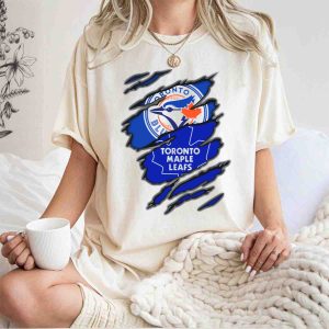 Toronto Blue Jays & Maple Leafs Ripped Claw Marks T-Shirt For Fans