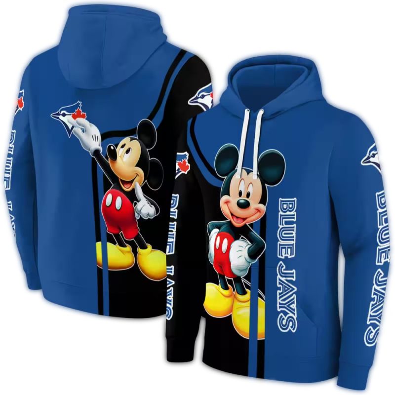 Toronto Blue Jays Mickey Mouse Blue Black AOP Hoodie 1