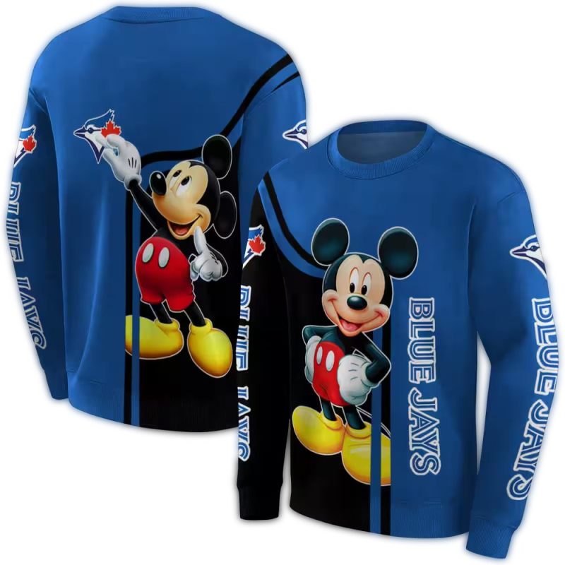 Toronto Blue Jays Mickey Mouse Blue Black AOP Sweatshirt 1