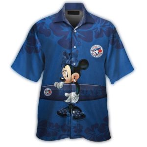 Toronto Blue Jays Tropical Hawaiian Shirt Featuring Minnie Mouse Design