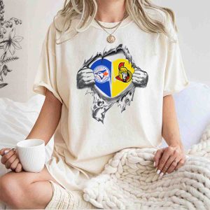Toronto Blue Jays & Ottawa Senators Heart T-Shirt - Perfect Fan Gear