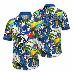 Vintage Toronto Blue Jays Parrot Floral Hawaiian Shirt For Men