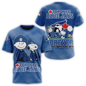 Toronto Blue Jays Snoopy & Peanuts All-Over Print T-Shirt For Fans