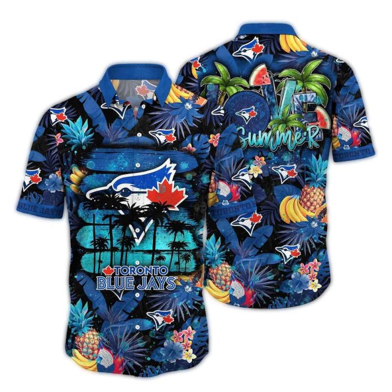 Toronto Blue Jays Pineapple Floral Summer Hawaiian Shirt 1