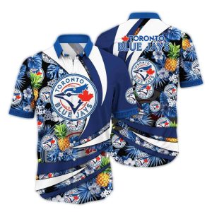 Toronto Blue Jays Tropical Pineapple Floral Hawaiian Shirt For Men