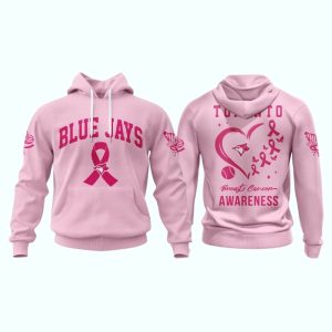 Toronto Blue Jays Pink Breast Cancer Awareness Hoodie For Women