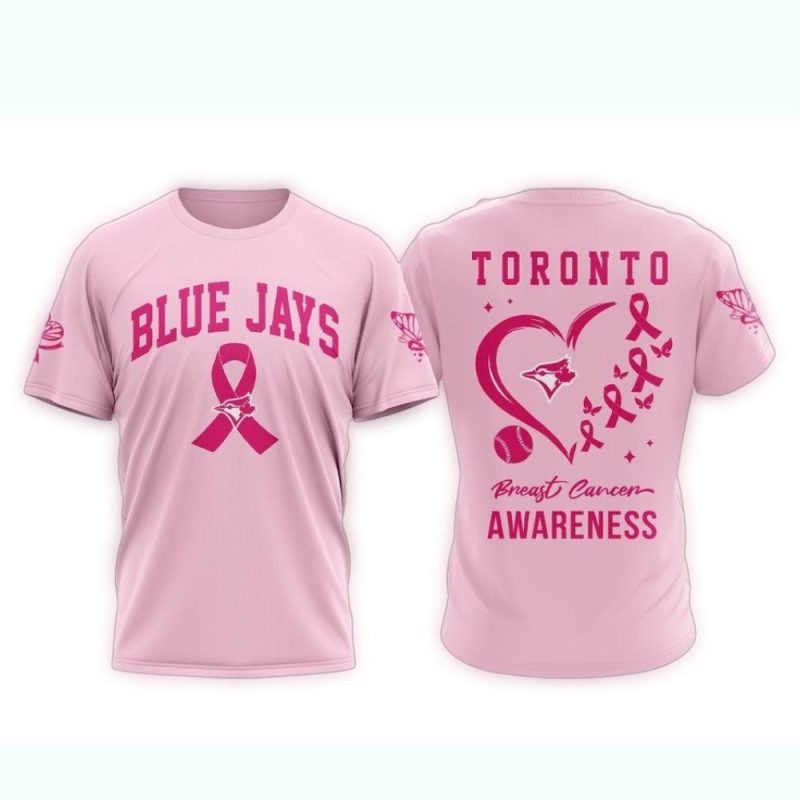 Toronto Blue Jays Pink Breast Cancer Awareness AOP T Shirt 1