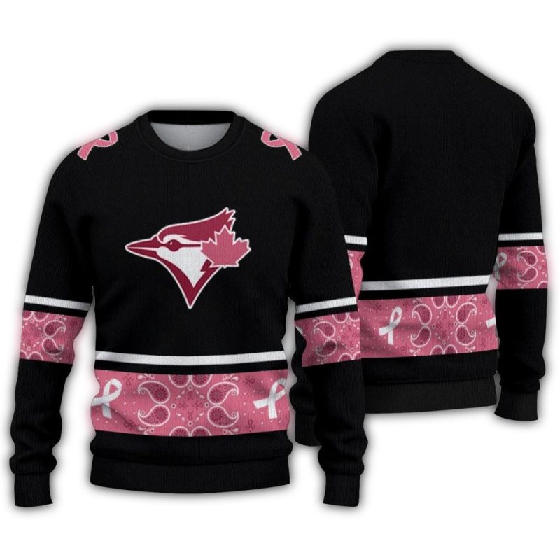 Toronto Blue Jays Pink Ribbon Ugly Sweater 1