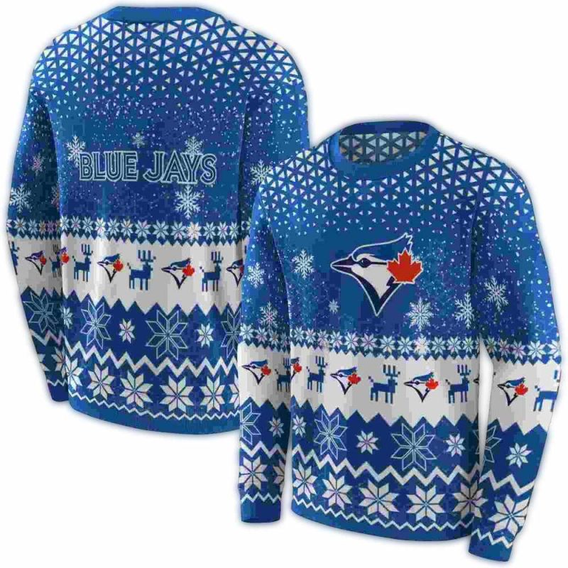 Toronto Blue Jays Reindeer Motif Christmas AOP Sweatshirt 1