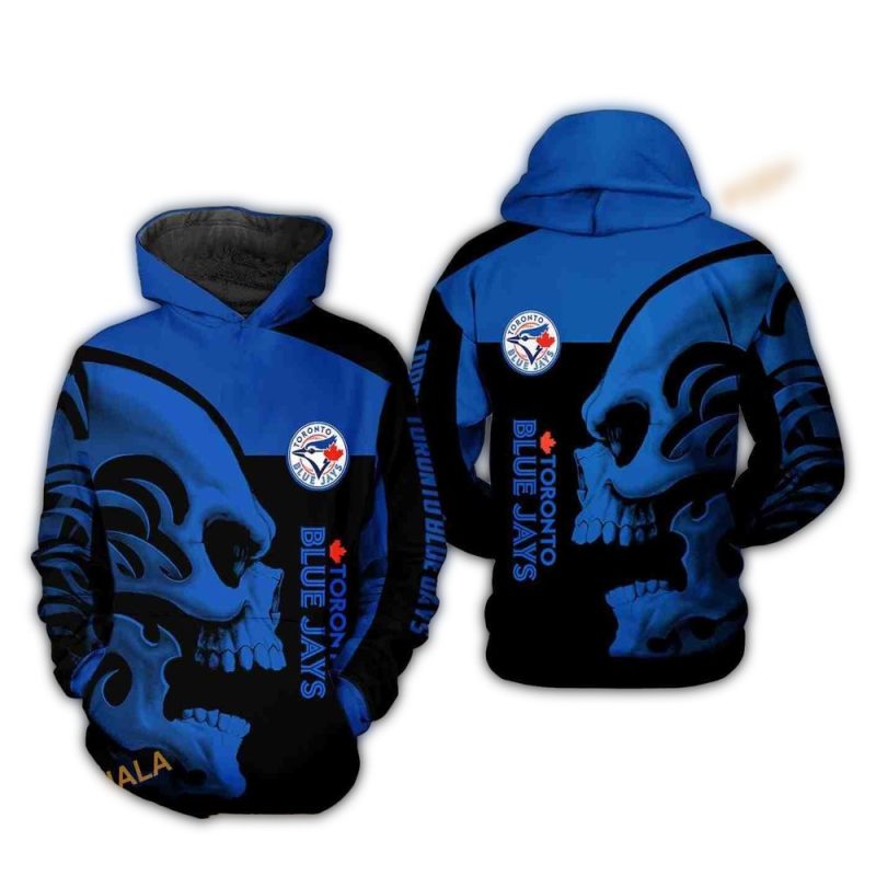 Toronto Blue Jays Skull AOP Hoodie 1