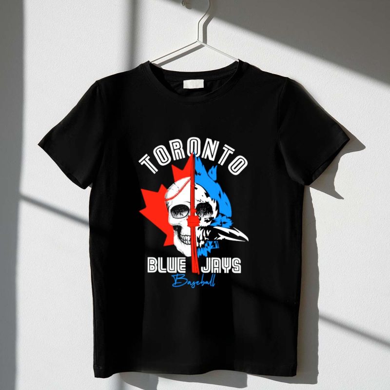 Toronto Blue Jays Skull Baseball Canada Flag T Shirt t shirt 1 1