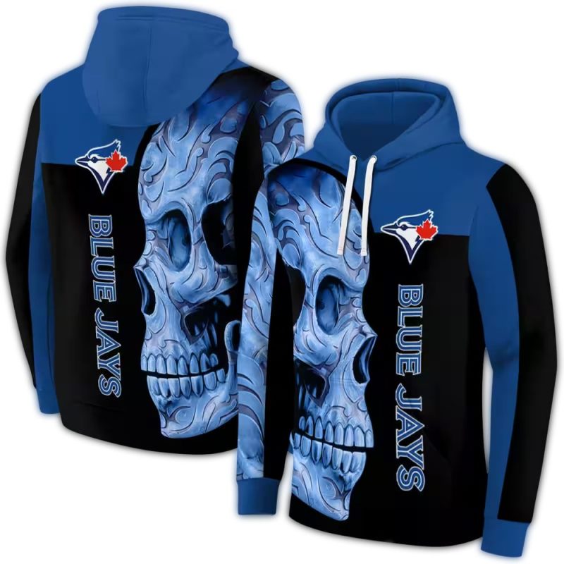 Toronto Blue Jays Skull Motif AOP Hoodie 1
