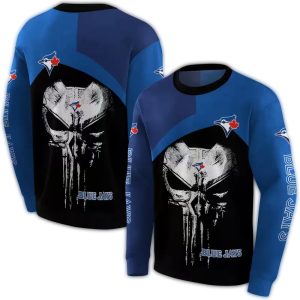 Toronto Blue Jays Skull Punisher All Over Print Sweatshirt