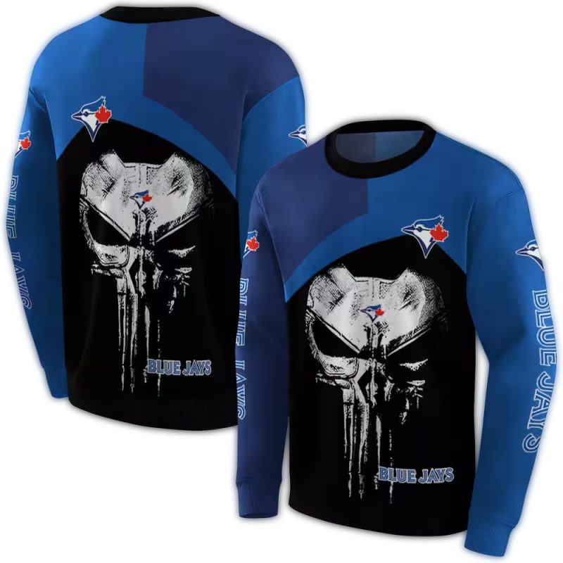 Toronto Blue Jays Skull Punisher AOP Sweatshirt 1