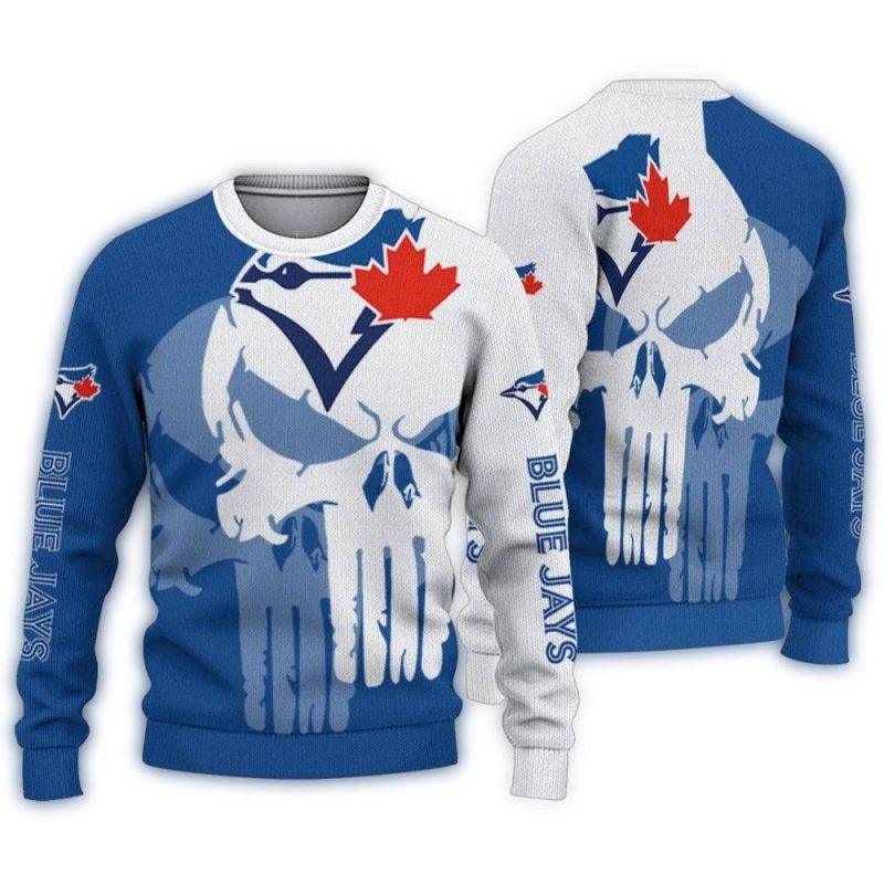 Toronto Blue Jays Skull Split Ugly Sweater 1
