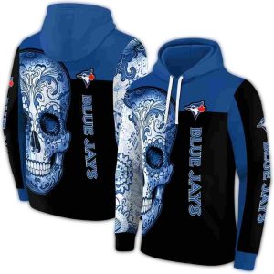 Toronto Blue Jays Sugar Skull All-Over Print Hoodie For Fans