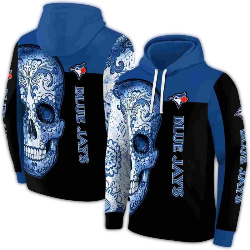 Toronto Blue Jays Sugar Skull AOP Hoodie 1