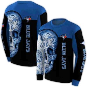 Toronto Blue Jays Sugar Skull All Over Print Sweatshirt