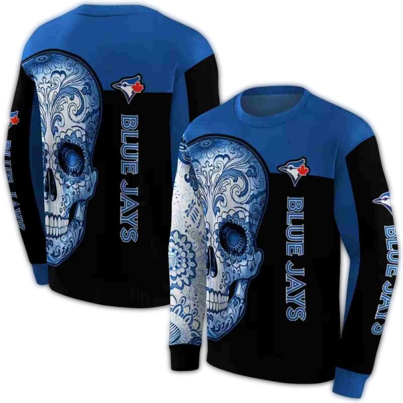 Toronto Blue Jays Sugar Skull AOP Sweatshirt 1