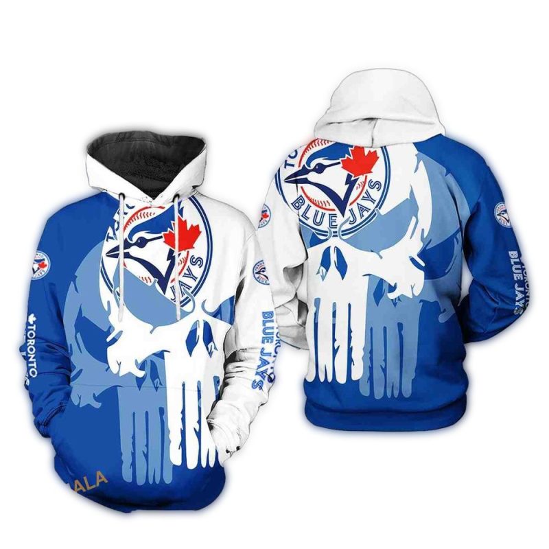 Toronto Blue Jays Team Skull AOP Hoodie 1