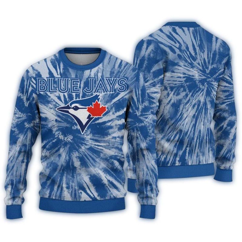 Toronto Blue Jays Tie Dye Ugly Sweater 1