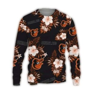 Tropical Baltimore Orioles Floral Sweatshirt For Fun Summer Vibes