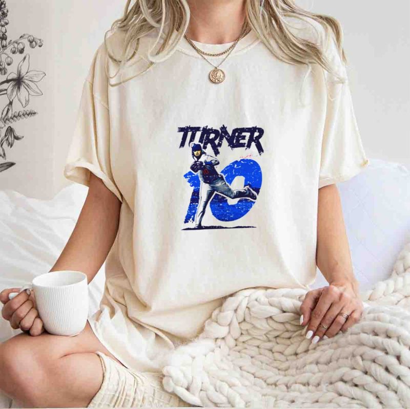 Turner 10 Los Angeles Dodgers Baseball Action Pose Signature T Shirt.jpeg t shirt 1 1