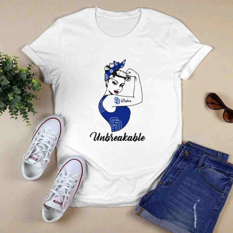 Unbreakable San Diego Padres Strong Girl Art with SD T Shirt 0