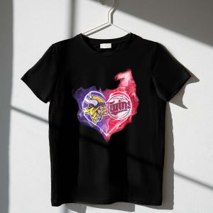 Minnesota Twins Vikings Heart Logo Smoke T-Shirt For Fans