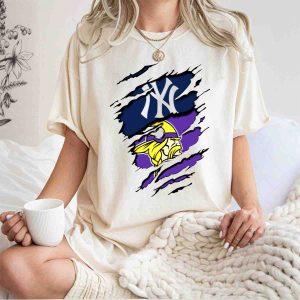 Vikings Yankees Dual Team Spirit T-Shirt - Perfect For Fans!