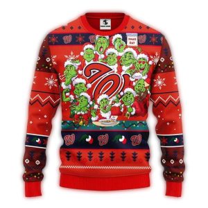 Washington Nationals Grinch Christmas Ugly Sweater For Holiday Cheer