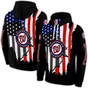 Washington Nationals American Pride All-Over Print Hoodie For Fans