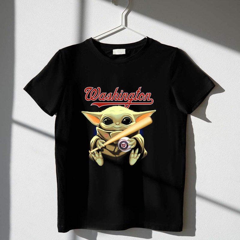 Washington Nationals Baby Yoda Baseball Bat and Ball T Shirt t shirt 1 1