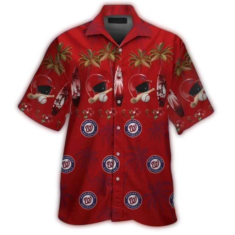 Washington Nationals Ball Helmet and Surf Tropical Hawaiian Shirt 1