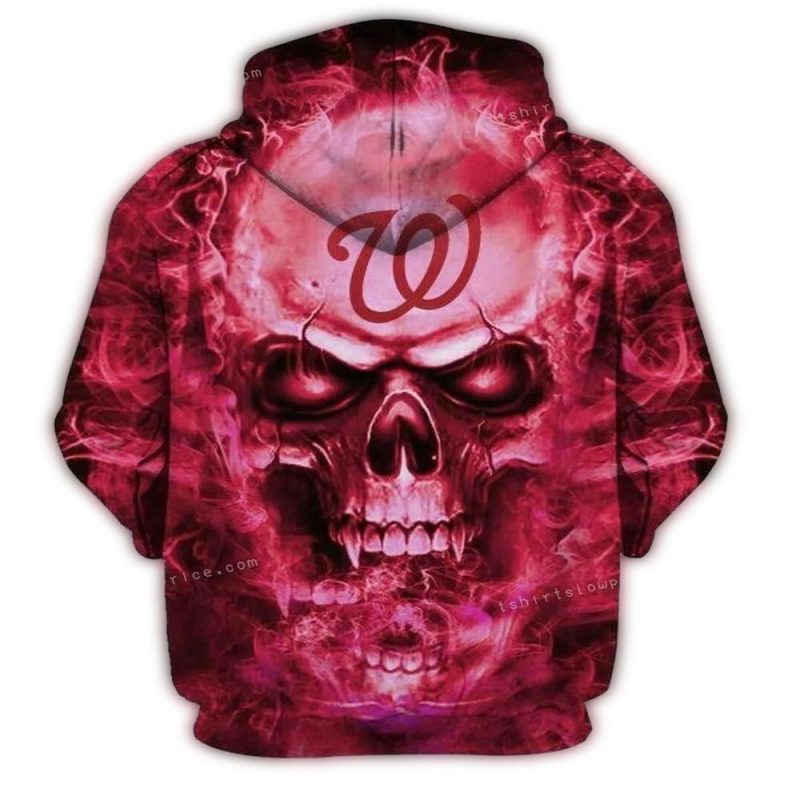 Washington Nationals Baseball Skull Fire All over Print Hoodie 1