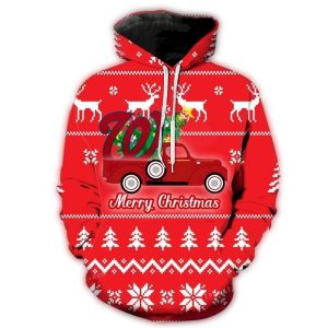 Washington Nationals Christmas Car All-Over Print Hoodie For Fans
