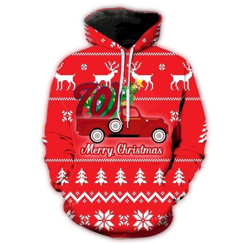 Washington Nationals Christmas Car All over Print Hoodie 1