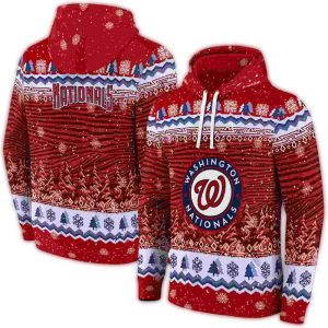 Washington Nationals Christmas Trees All-Over Print Hoodie For Fans