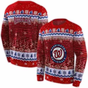Washington Nationals Christmas Tree Print Sweatshirt For Holiday Cheer