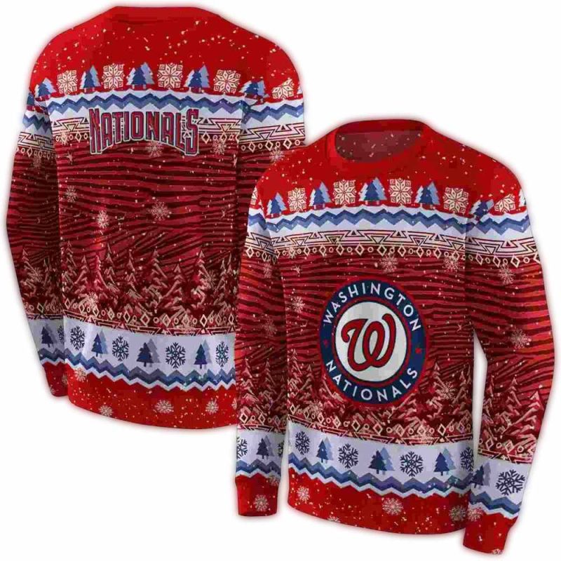 Washington Nationals Christmas Trees All over Print Sweatshirt 1