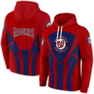 Washington Nationals All-Over Print Hoodie With Concentric Lines Design