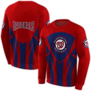 Washington Nationals Concentric Lines All-Over Print Sweatshirt For Fans