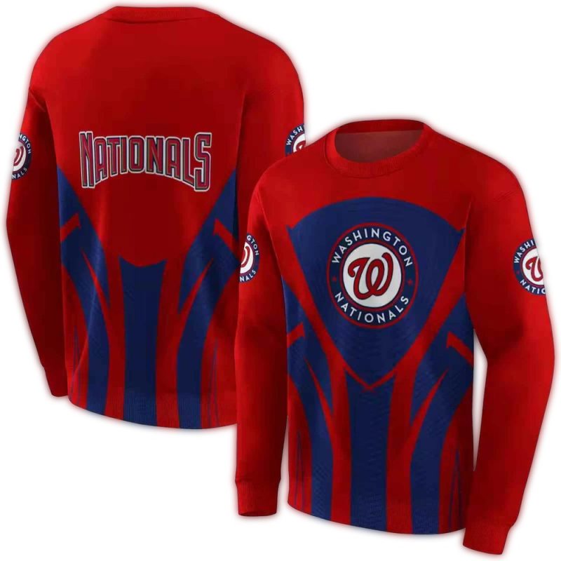 Washington Nationals Concentric Lines All over Print Sweatshirt 1