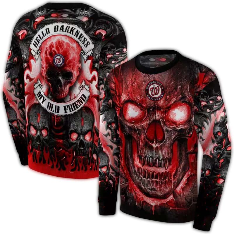 Washington Nationals Demonic Skull All over Print Sweatshirt 1